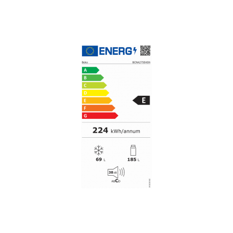 BEKO BCNA275E4SN FRIGORIFERO COMBINATO DA INCASSO 254LT TOTAL NO FROST CLASSE E - PROMO