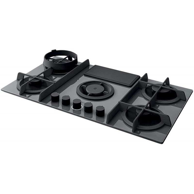 ELICA PRF0147742A NIKOLATESLA PIANO COTTURA DA INCASSO CON CAPPA INTEGRATA 90CM 4 FUOCHI A GAS IN VETRO GRIGIO - PROMO