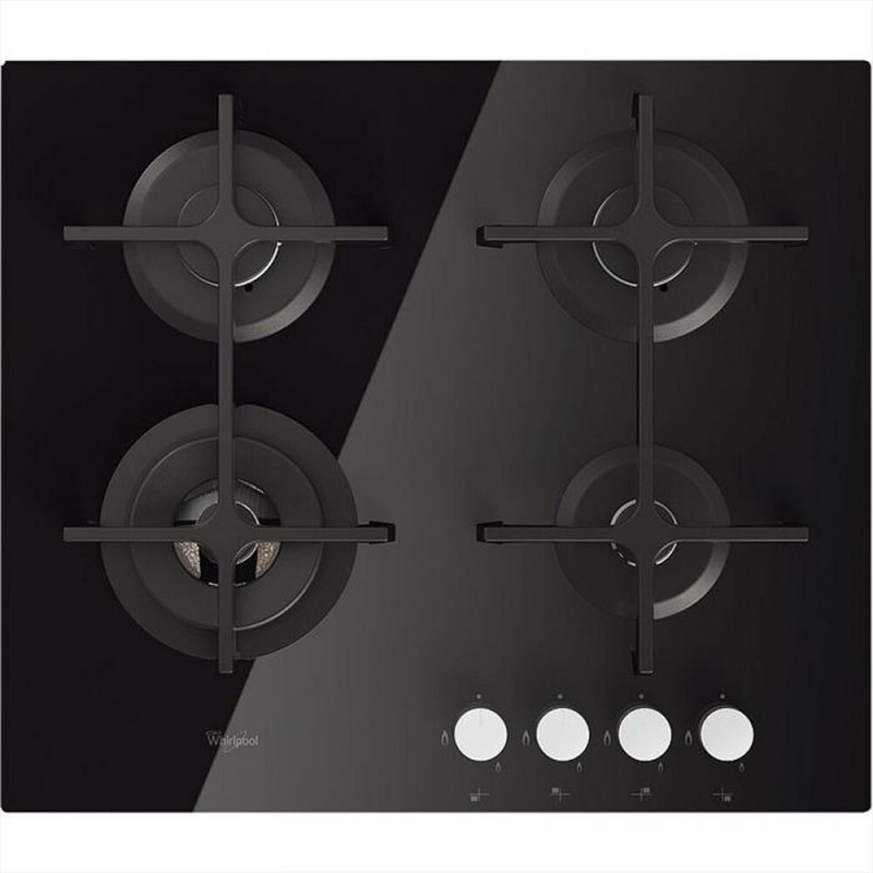 WHIRLPOOL GOA 6423/NB PIANO COTTURA DA INCASSO 60CM 4 FUOCHI A GAS IN CRISTALLO NERO - GOA6423/NB - PROMO