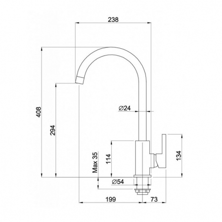 ELLECI MGKC0140 MISCELATORE MONOCOMANDO A CANNA ALTA GRANITEK COLORE NERO - PROMO