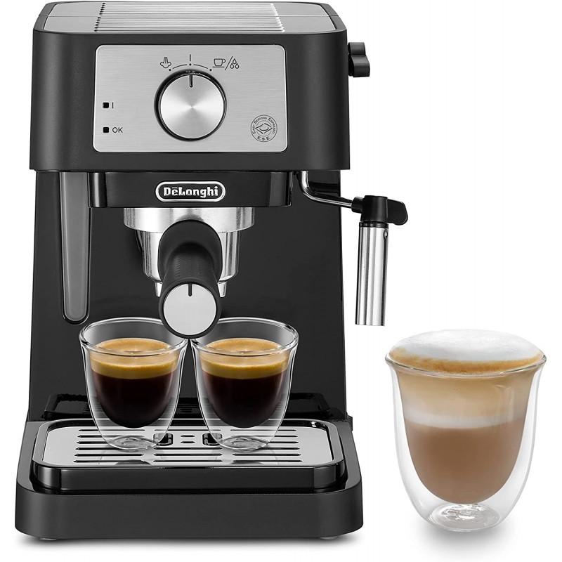 DE LONGHI EC260.BK MACCHINA DA CAFFE' ESPRESSO PER CIALDE O MACINATO 1100W SERBATOIO 1LT NERO/INOX