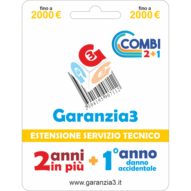 GR3 COMBI 2000 - SERVIZIO ESTENSIONE DI GARANZIA CON COPERTURA DANNO ACCIDENTALE PER 1 ANNO PIU' 2 ANNI DI ASSISTENZA AGGIUNTIVI