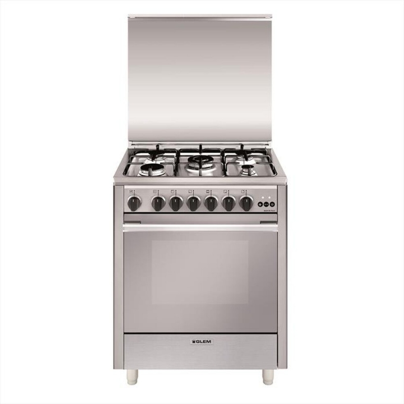 GLEM GAS U765VI CUCINA 70X60 5 FUOCHI A GAS FORNO VENTILATO CON GRILL CLASSE A INOX - PROMO
