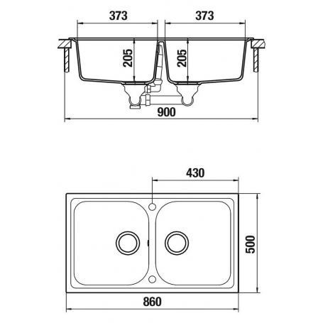 SCHOCK FOMN200A58 LAVELLO DA INCASSO 2 VASCHE 86x50 CM COLORE AVENA - PROMO