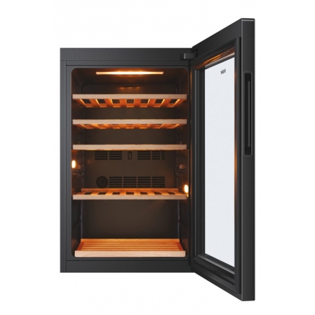 HAIER HWS49GA CANTINETTA VINI 49 BOTTIGLIE ILLUMINAZIONE LED VETRO ANTI UV CLASSE F COLORE NERO