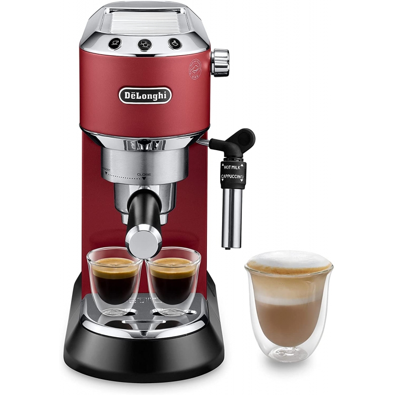 DE LONGHI DEDICA EC685.R MACCHINA DA CAFFE' PER CIALDE O MACINATO CAPPUCCINATORE COLORE ROSSO