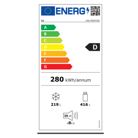LG GSLV90PZAD FRIGORIFERO SMART SIDE BY SIDE 635LT TOTAL NO FROST CON DISPENSER WIFI CLASSE D INOX - PROMO