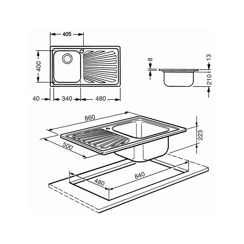 SMEG SP861D LAVELLO 1 VASCA CON GOCCIOLATOIO A...