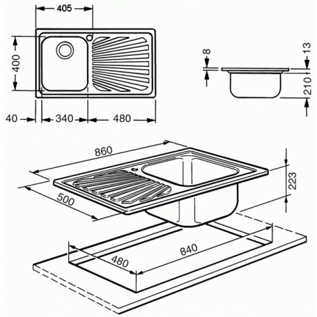 SMEG SP861D LAVELLO 1 VASCA CON GOCCIOLATOIO A DESTRA 86CM IN ACCIAIO INOX - PROMO