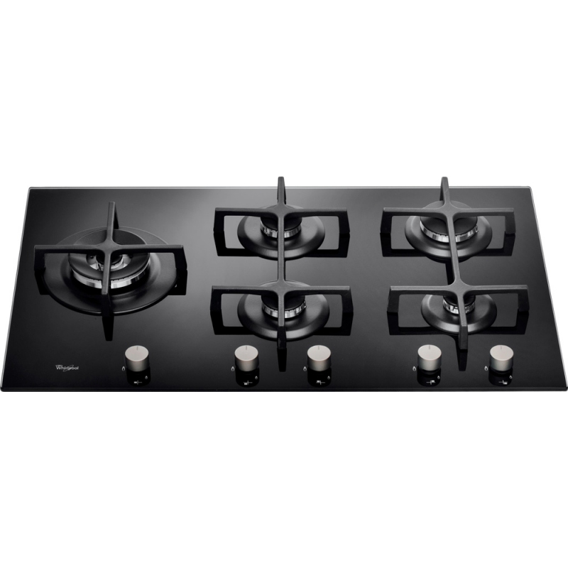 WHIRLPOOL GOA9523/NB	PIANO COTTURA DA INCASSO 86 CM 5 FUOCHI A GAS GRIGLIE SINGOLE IN GHISA - VETRO NERO