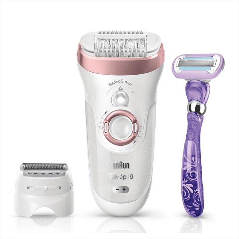 BRAUN S-EPIL 9870 EPILATORE SENSOSMART™ WET & DRY RICARICABILE COLORE BIANCO/ORO ROSA - S-EPIL9870