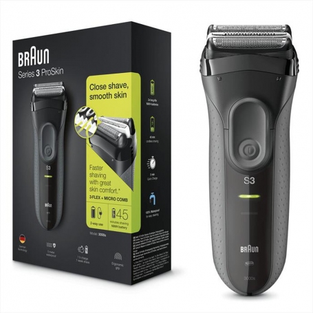 BRAUN SERIES 3 PROSKIN 3000S RASOIO RICARICABILE E A RETE LAVABILE