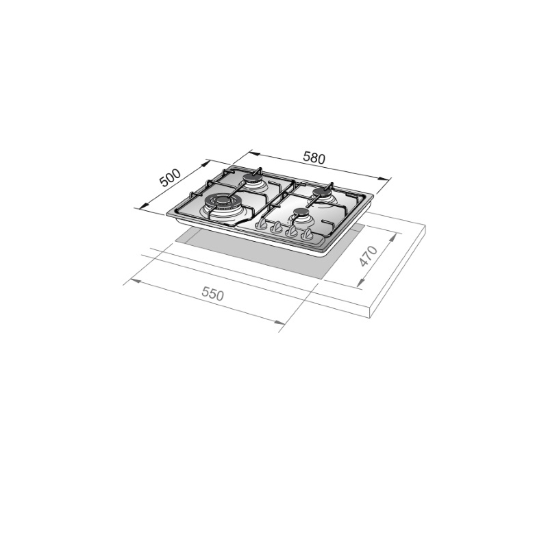 DE LONGHI YBF46ASV PIANO COTTURA 60 CM 4 FUOCHI...