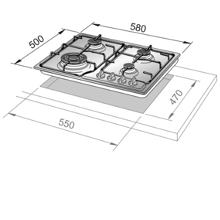 DE LONGHI YBF46ASV PIANO COTTURA 60 CM 4 FUOCHI A GAS BIANCO - PROMO