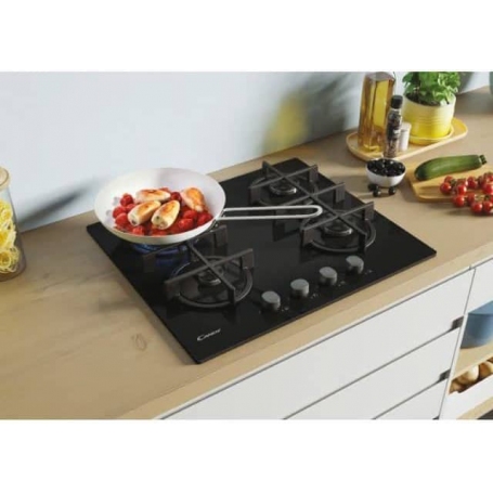 CANDY CVG6B PIANO COTTURA 60CM 4 FUOCHI A GAS IN VETRO NERO