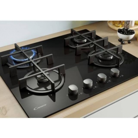 CANDY CVG6B PIANO COTTURA 60CM 4 FUOCHI A GAS IN VETRO NERO
