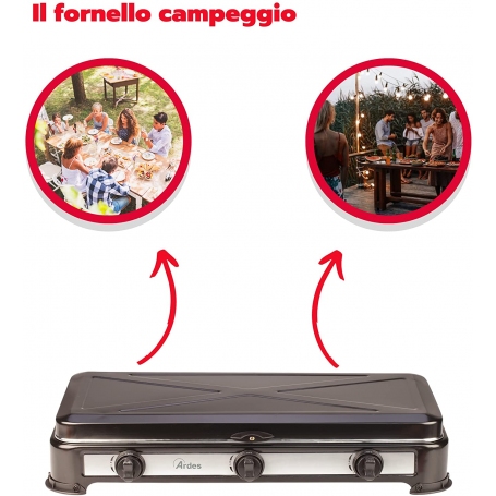 ARDES AR1FG03 ODINO 3 FORNELLINO PORTATILE 3 FUOCHI A GAS COLORE NERO - PROMO