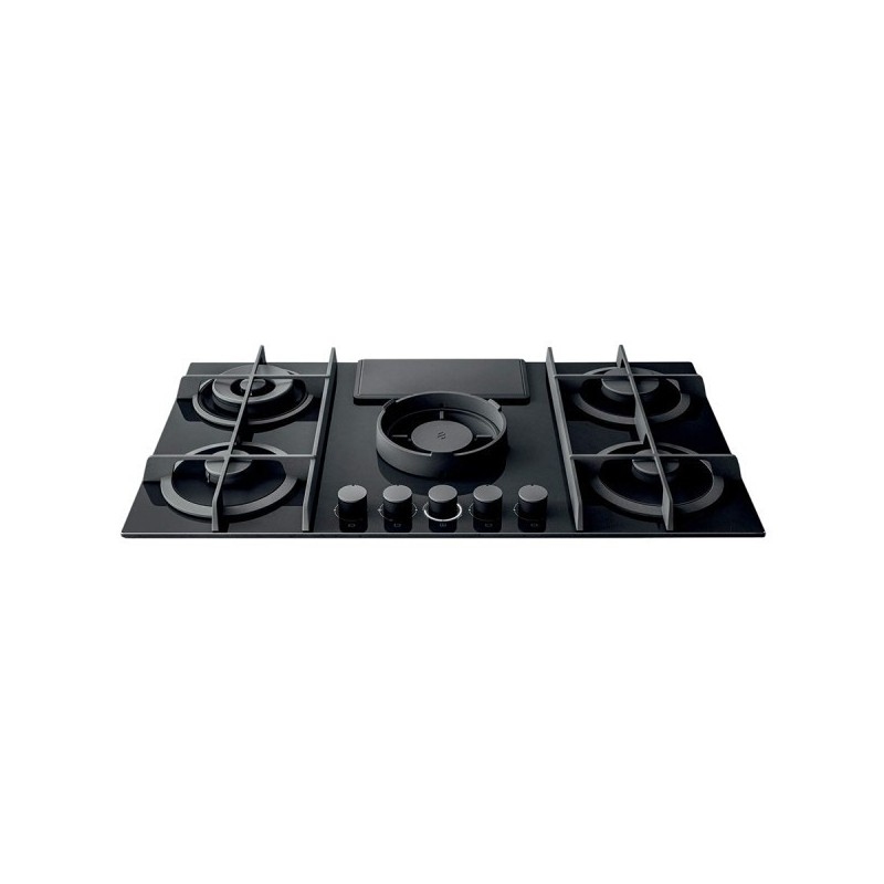 ELICA PRF0147740A NIKOLATESLA PIANO COTTURA CON CAPPA INTEGRATA VERSIONE ASPIRANTE 88CM 4 FUOCHI A GAS IN VETRO NERO - PROMO