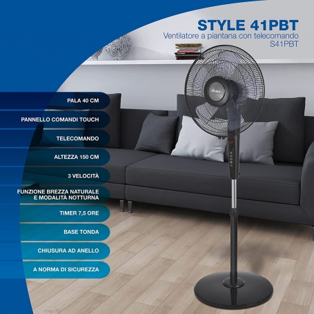 ARDES AR5S41PBT VENTILATORE A PIANTANA 5 PALE CON TELECOMANDO COLORE NERO - ARS41PBT