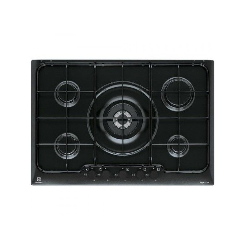 ELECTROLUX PN750UV PIANO COTTURA DA INCASSO SOFT 75CM 5 FUOCHI A GAS 1 BRUCIATORE WOK COLORE NERO - PROMO