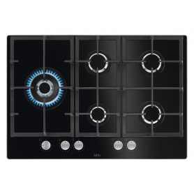 AEG HKB75820NB PIANO COTTURA DA INCASSO 75CM 5 FUOCHI A GAS SPEED BURNER GRIGLIE IN GHISA COLORE NERO - PROMO