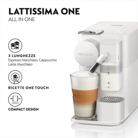 DE LONGHI NEW LATTISSIMA ONE NESPRESSO EN510.W MACCHINA DA CAFFE' A CAPSULE BIANCA