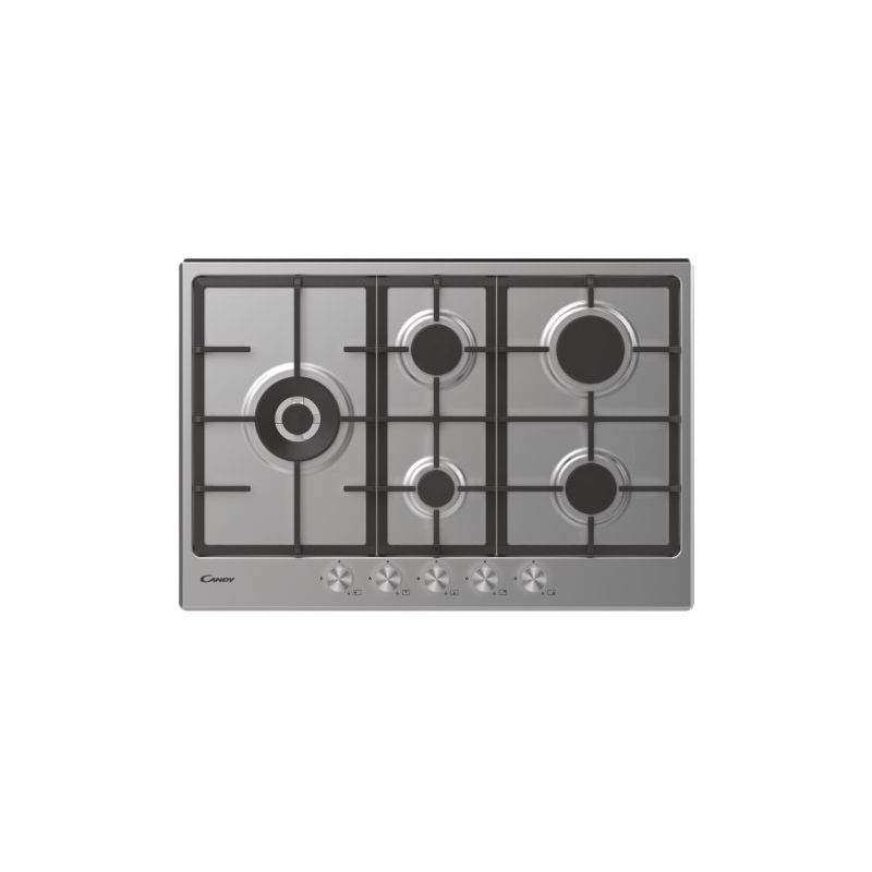 OUTLET CANDY O-CHG7WLWPX PIANO COTTURA 75CM 5 FUOCHI A GAS GRIGLIE IN GHISA COLORE INOX - PROTOCOLLO 075