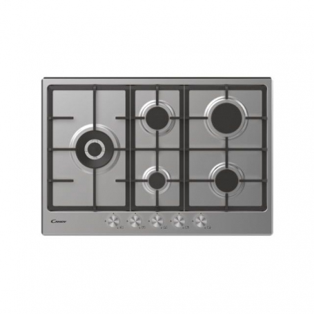 OUTLET CANDY O-CHG7WLWPX PIANO COTTURA 75CM 5 FUOCHI A GAS GRIGLIE IN GHISA COLORE INOX - PROTOCOLLO 075