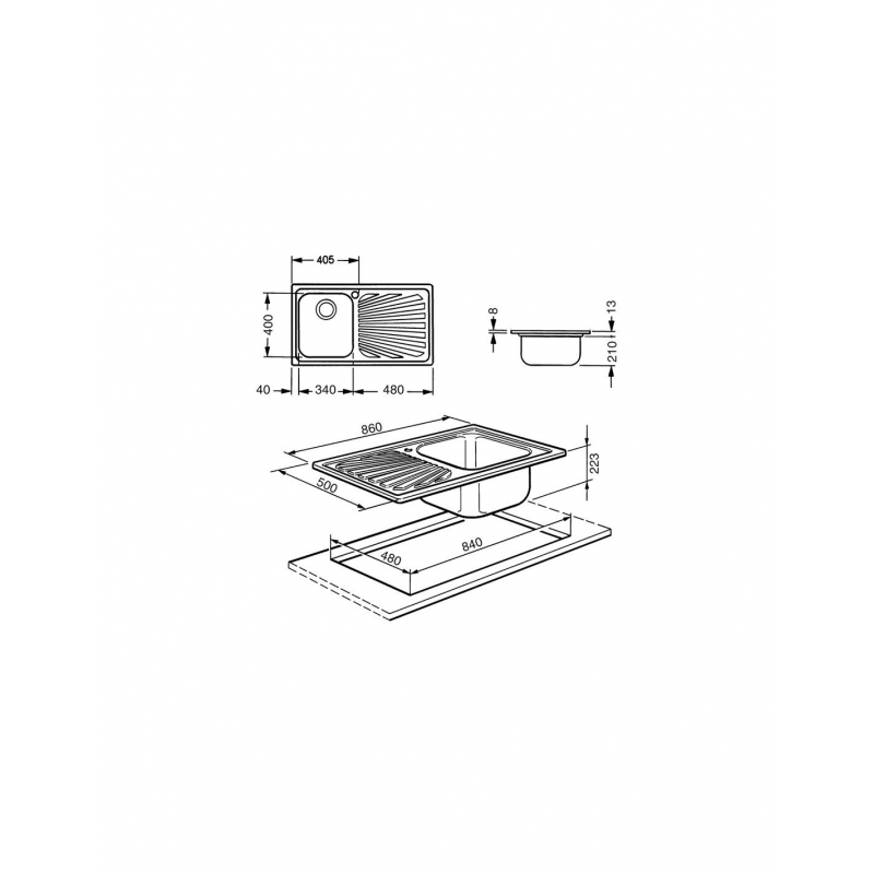 SMEG SP861S LAVELLO 1 VASCA CON GOCCIOLATOIO A...