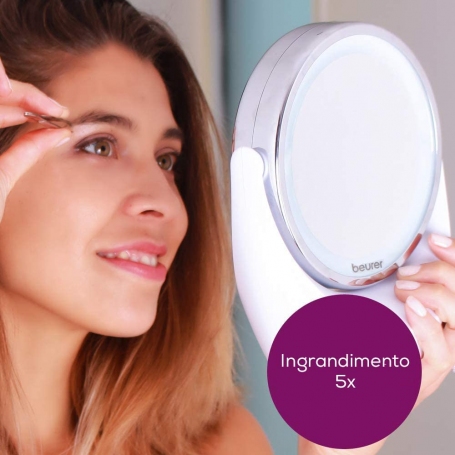 BEURER BS49 SPECCHIO COSMETICO CON LUCE LED INGRANDIMENTO 5X COLORE BIANCO OPACO - PROMO