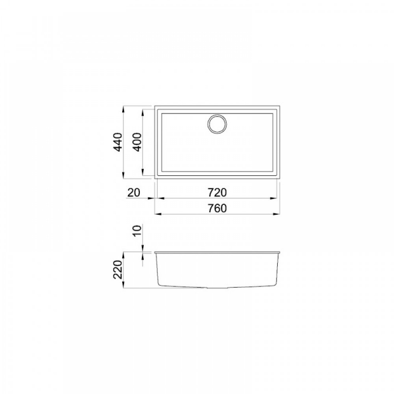 ELLECI QUADRA 130 LGQ13068BSO Lavello Monovasca...
