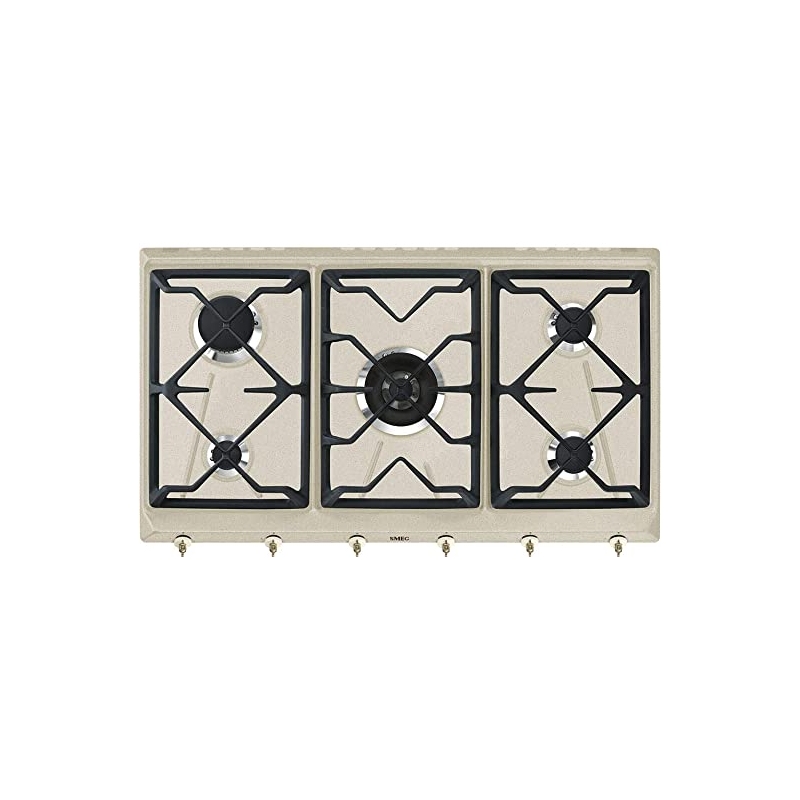 OUTLET SMEG O-SRV896AVOGH2 PIANO COTTURA 90CM 5 FUOCHI A GAS GRIGLIE IN GHISA COLORE AVENA - CON DIFETTI