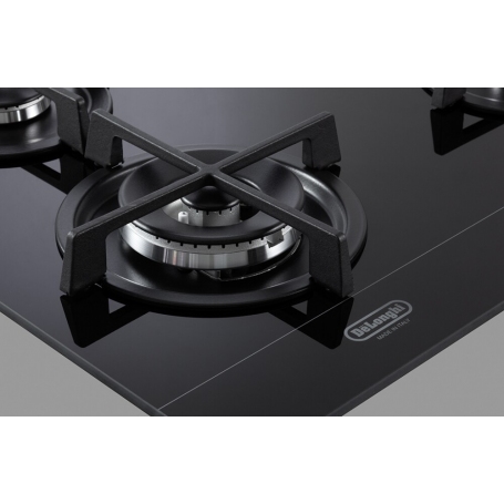 DE LONGHI NSL 590D NCM PIANO COTTURA 90CM 5 FUOCHI A GAS GRIGLIE IN GHISA IN VETRO NERO - NSL590DNCM
