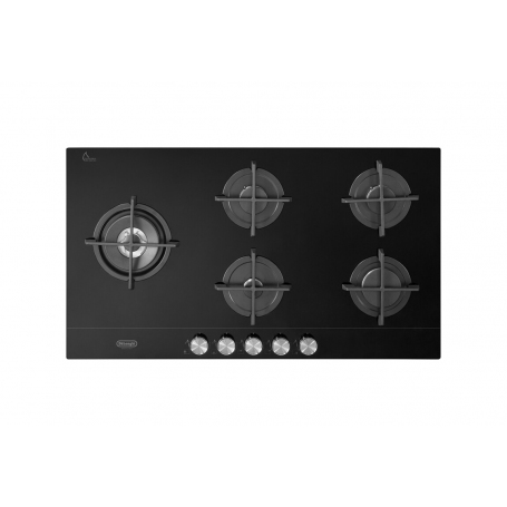 DE LONGHI NSL 590D NCM PIANO COTTURA 90CM 5 FUOCHI A GAS GRIGLIE IN GHISA IN VETRO NERO - NSL590DNCM