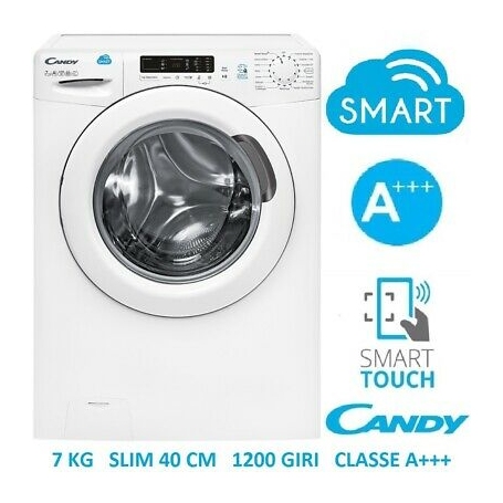 CANDY CS4 1272DE/1-S LAVATRICE SLIM 45CM 7KG 1200 GIRI NFC CLASSE D - CS41272DE/1-S -
