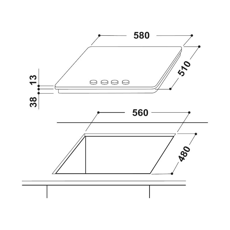 PIANO COTTURA INDESIT THP642IX  4 FUOCHI DA 60 CM - GARANZIA ITALIA - PROMOZIONE