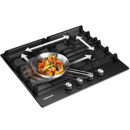 SAMSUNG NA64H3010AK PIANO COTTURA 60CM 4 FUOCHI A GAS GRIGLIE IN GHISA COLORE NERO