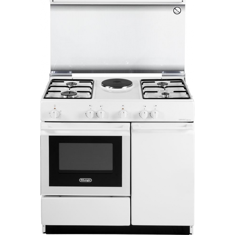 DE LONGHI SEW8541N CUCINA 86X50 4 FUOCHI A GAS + 1 PIASTRA FORNO ELETTRICO  COLORE BIANCO