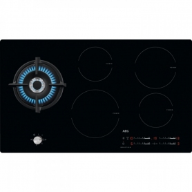AEG HD955100NB PIANO COTTURA DA INCASSO MISTO 90CM 1 BRUCIATORE A GAS + 4 ZONE INDUZIONE IN VETROCERAMICA NERO