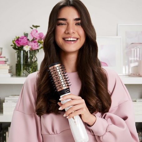 IMETEC 11726 MY PRO GH18 1100 SPAZZOLA ARRICCIACAPELLI A VAPORE IN CERAMICA CON 5 ACCESSORI COLORE BIANCO E ROSA - PROMO