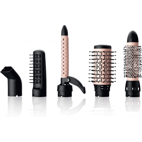 IMETEC 11726 MY PRO GH18 1100 SPAZZOLA ARRICCIACAPELLI A VAPORE IN CERAMICA CON 5 ACCESSORI COLORE BIANCO E ROSA - PROMO