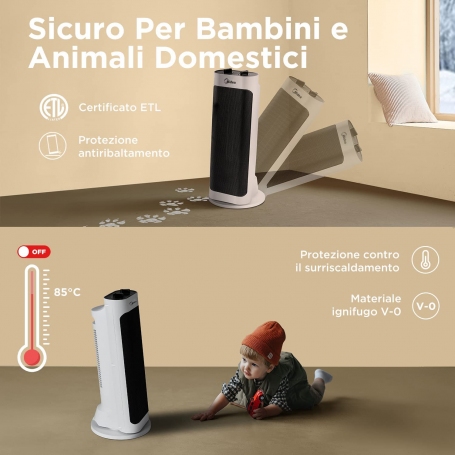 MIDEA NTH20-19JE STUFA ELETTRICA A CONVEZIONE 2000W IN CERAMICA COLORE BIANCO/NERO - PROMO