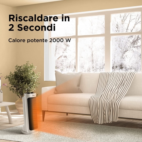 MIDEA NTH20-19JE STUFA ELETTRICA A CONVEZIONE 2000W IN CERAMICA COLORE BIANCO/NERO - PROMO