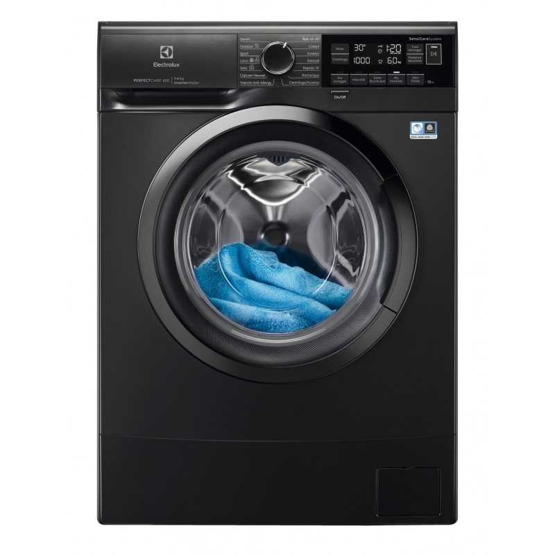 ELECTROLUX EW6SBLACK LAVATRICE SLIM 38CM 6KG 1000 GIRI VAPORE COLORE NERO CLASSE C - PROMO