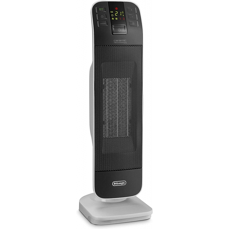 DE LONGHI HFX65V20 TERMOVENTILATORE A TORRE IN CERAMICA 2000W FUNZIONE ECO NERO/BIANCO