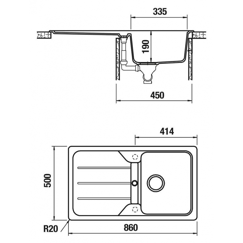 SCHOCK FOMD100A58 LAVELLO DA INCASSO 1 VASCA +...