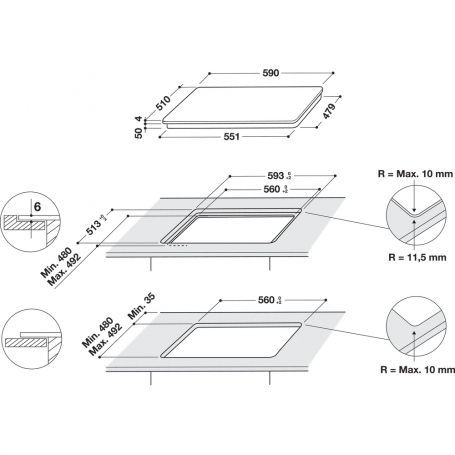schema incasso del piano cottura a induzione HOTPOINT HQ 5660S NE