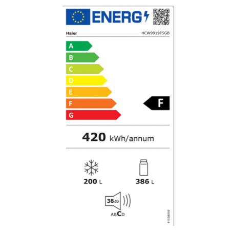 HAIER HCW9919FSGB FRIGORIFERO 4 PORTE 586LT TOTAL NO FROST DISPLAY TOUCH WIFI CLASSE F COLORE NERO