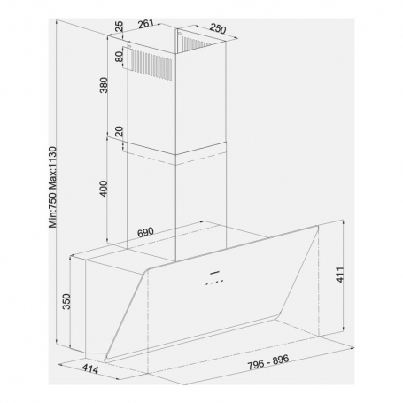 SILVERLINE 3457.9.733.03 CAPPA A PARETE 90CM COLORE NERO CLASSE A
