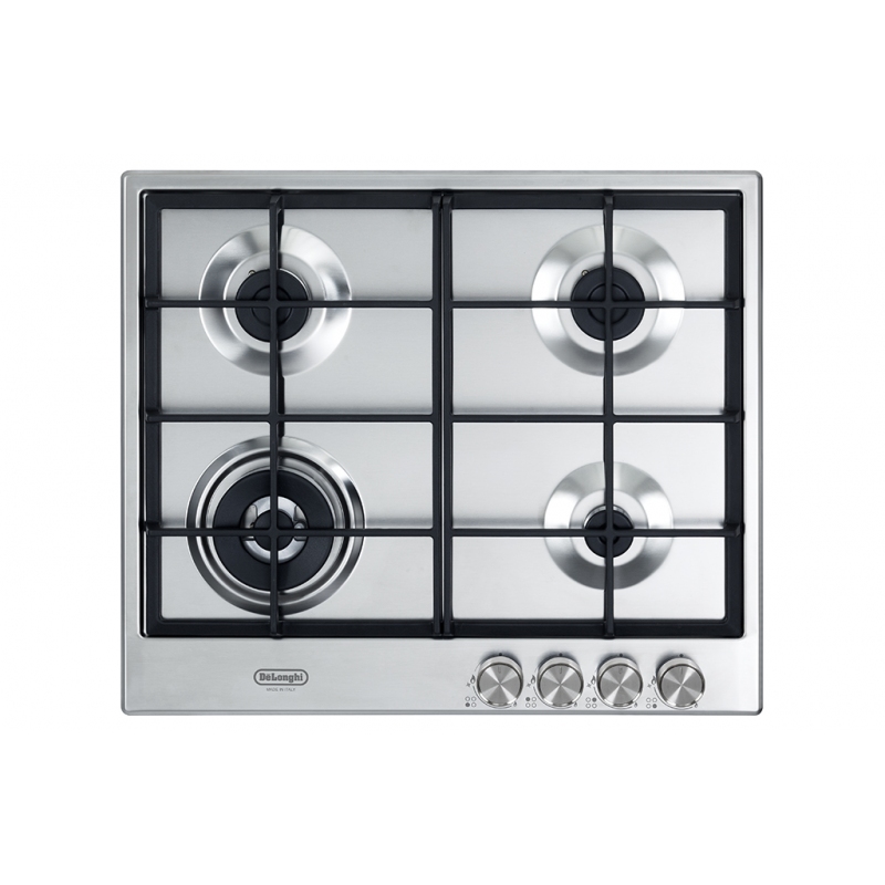 DE LONGHI NSL460X PIANO COTTURA DA INCASSO 60CM 4 FUOCHI A GAS GRIGLIE IN GHISA COLORE INOX - PROMO